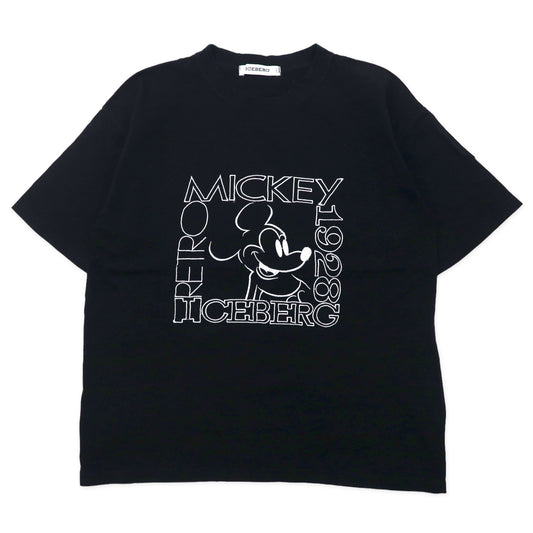 日本然リトテ-古着オンライン-ICEBERG × Disney キャラクター Tシャツ XL ブラック コットン ミッキーマウス イタリア製-Iceberg x Disney Character T-Shirt XL Black Cotton Mickey Mouse Italian Made