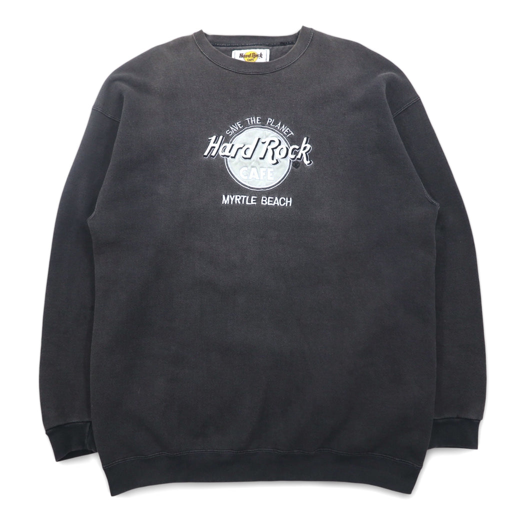 Hard Rock CAFE 90s USA Made Sweatshirt XL Black Cotton Logo Embroidery MYRTLE BEACH