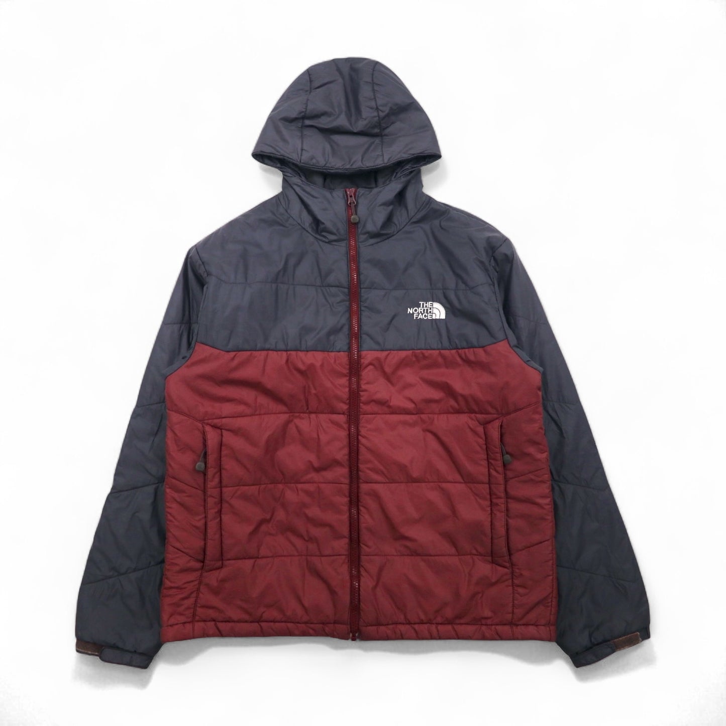 THE NORTH FACE プリマロフト PRIMALOFT 中綿 ジャケット フーディー L グレー ボルドー バイカラー ナイロン