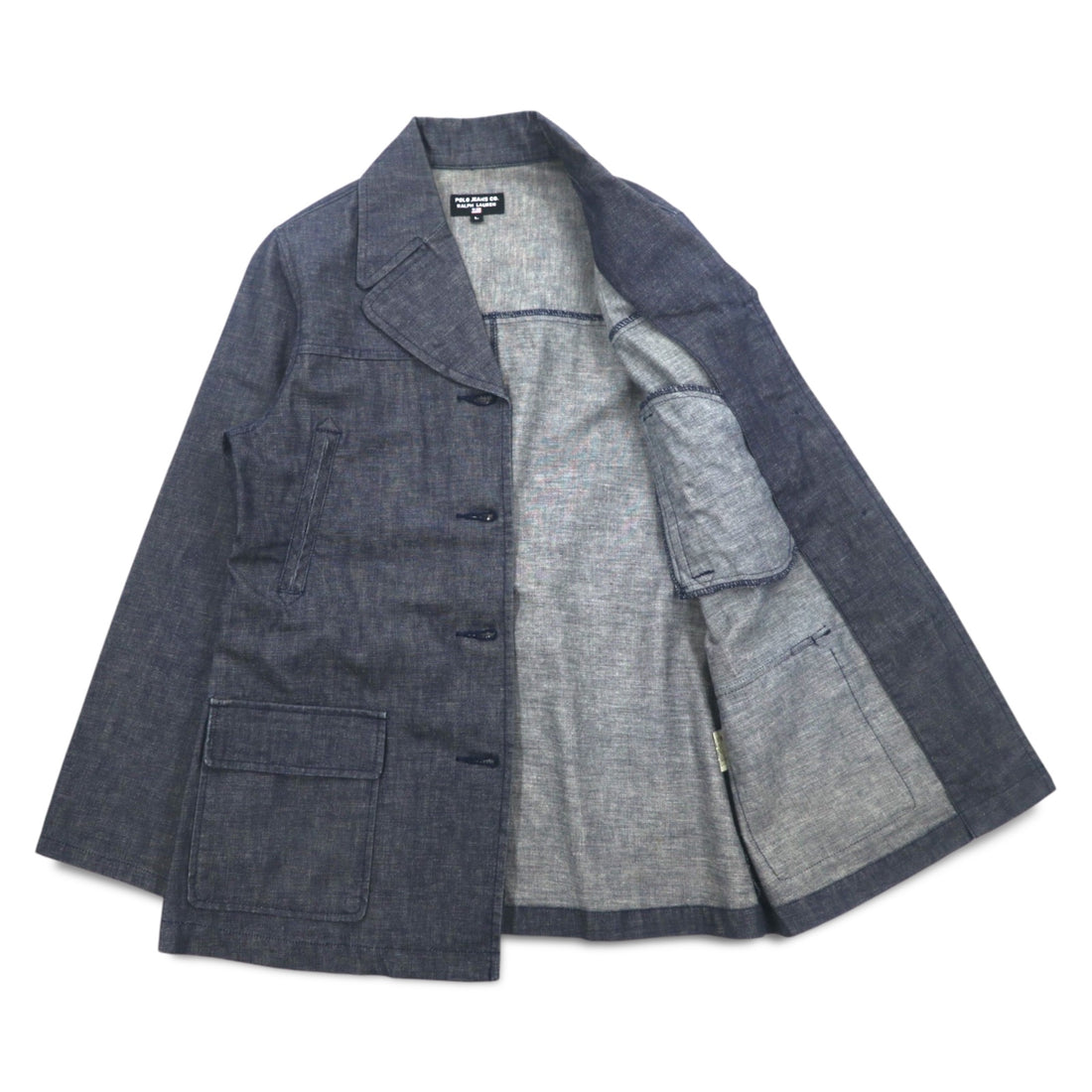 POLO JEANS CO. RALPH LAUREN 90s Denim Marine Coat Coverall L Indigo Blue
