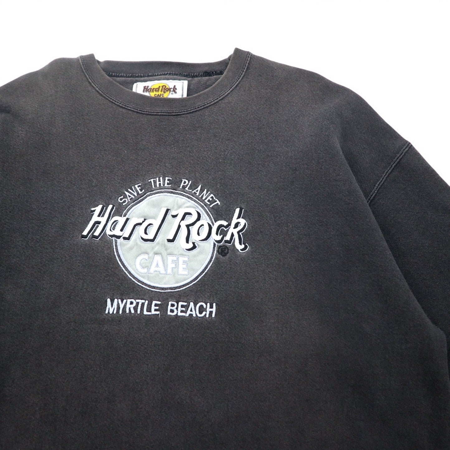 Hard Rock CAFE 90年代 USA製 スウェット XL ブラック コットン ロゴ刺繍 MYRTLE BEACH