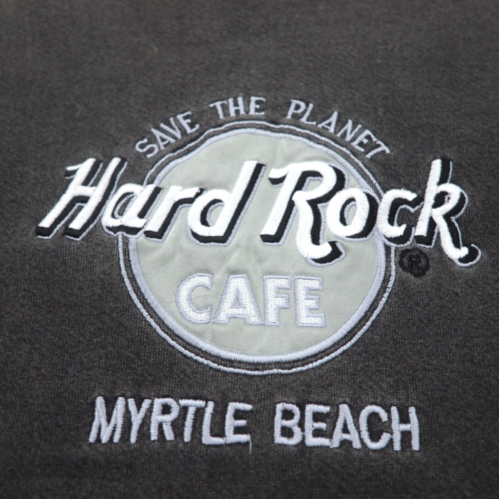 Hard Rock CAFE 90s USA Made Sweatshirt XL Black Cotton Logo Embroidery MYRTLE BEACH