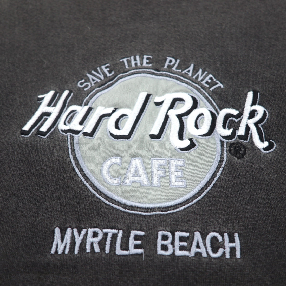Hard Rock CAFE 90s USA Made Sweatshirt XL Black Cotton Logo Embroidery MYRTLE BEACH