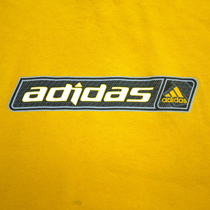 adidas カナダ製 00年代 3ストライプ ロゴプリント Tシャツ XL イエロー コットン