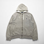 Polo Ralph Lauren Reverse Weave Zip Hoodie, Large, Gray Embroidery, Small Pony, Thermal Lining, Front Pocket