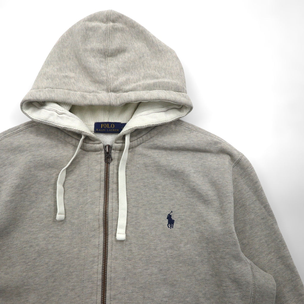 Polo Ralph Lauren Reverse Weave Zip Hoodie, Large, Gray Embroidery, Small Pony, Thermal Lining, Front Pocket