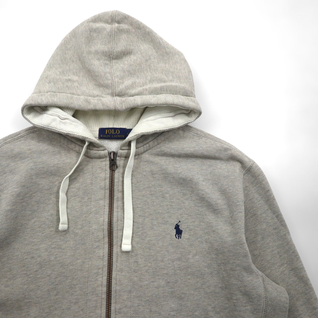 Polo Ralph Lauren Reverse Weave Zip Hoodie, Large, Gray Embroidery, Small Pony, Thermal Lining, Front Pocket