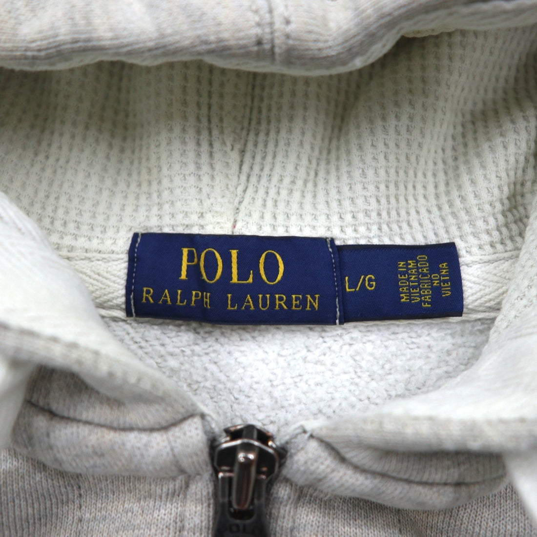 Polo Ralph Lauren Reverse Weave Zip Hoodie, Large, Gray Embroidery, Small Pony, Thermal Lining, Front Pocket