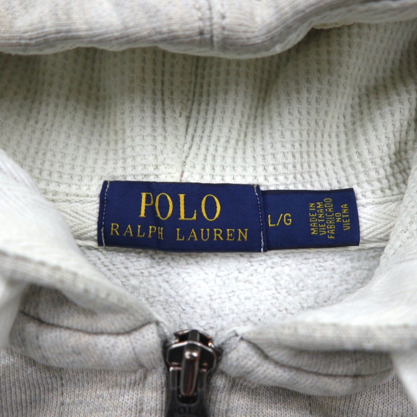 Polo Ralph Lauren リバースウィーブ ジップパーカー L グレー 刺繍 スモールポニー 裏地 サーマル フロントポケット
