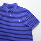 POLO RALPH LAUREN Custom Fit Border Polo Shirt XL CUSTOM FIT Blue Pique Small Pony Embroidery