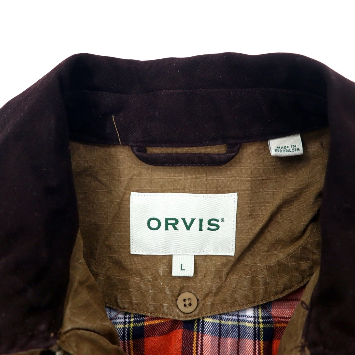 ORVIS ハンティングジャケット L カーキ コットン リップストップ ライナー着脱式
