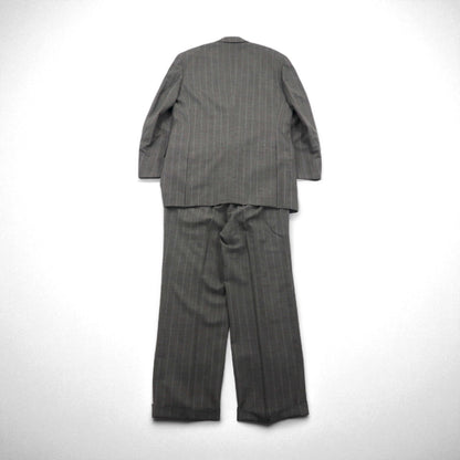Polo by Ralph Lauren 90s 3-Piece Suit, Size L, Gray Striped Wool, Made in Japan
