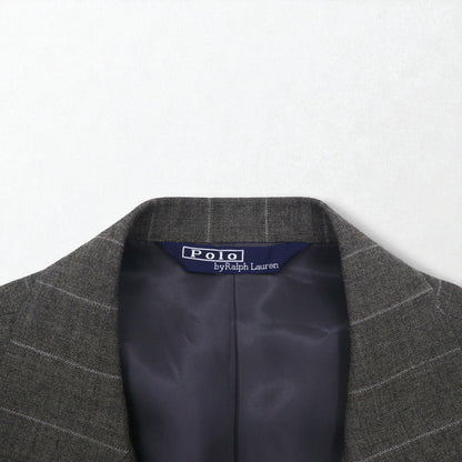 Polo by Ralph Lauren 90s 3-Piece Suit, Size L, Gray Striped Wool, Made in Japan