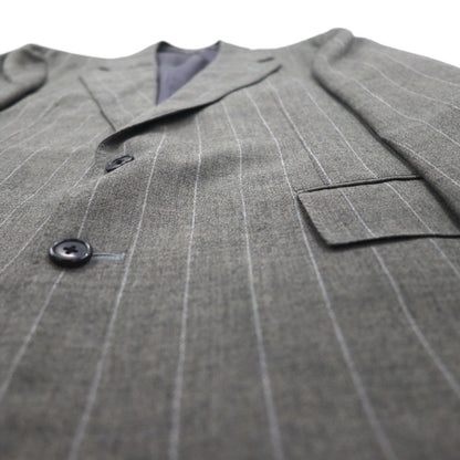 Polo by Ralph Lauren 90s 3-Piece Suit, Size L, Gray Striped Wool, Made in Japan