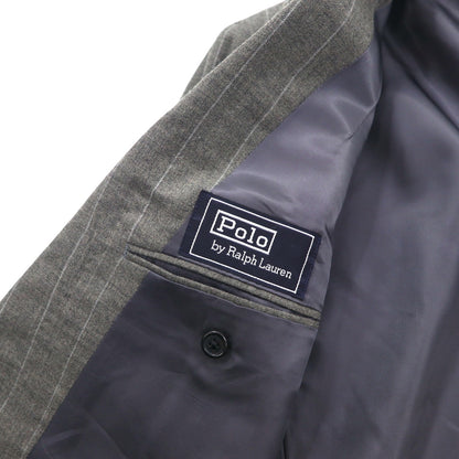 Polo by Ralph Lauren 90s 3-Piece Suit, Size L, Gray Striped Wool, Made in Japan