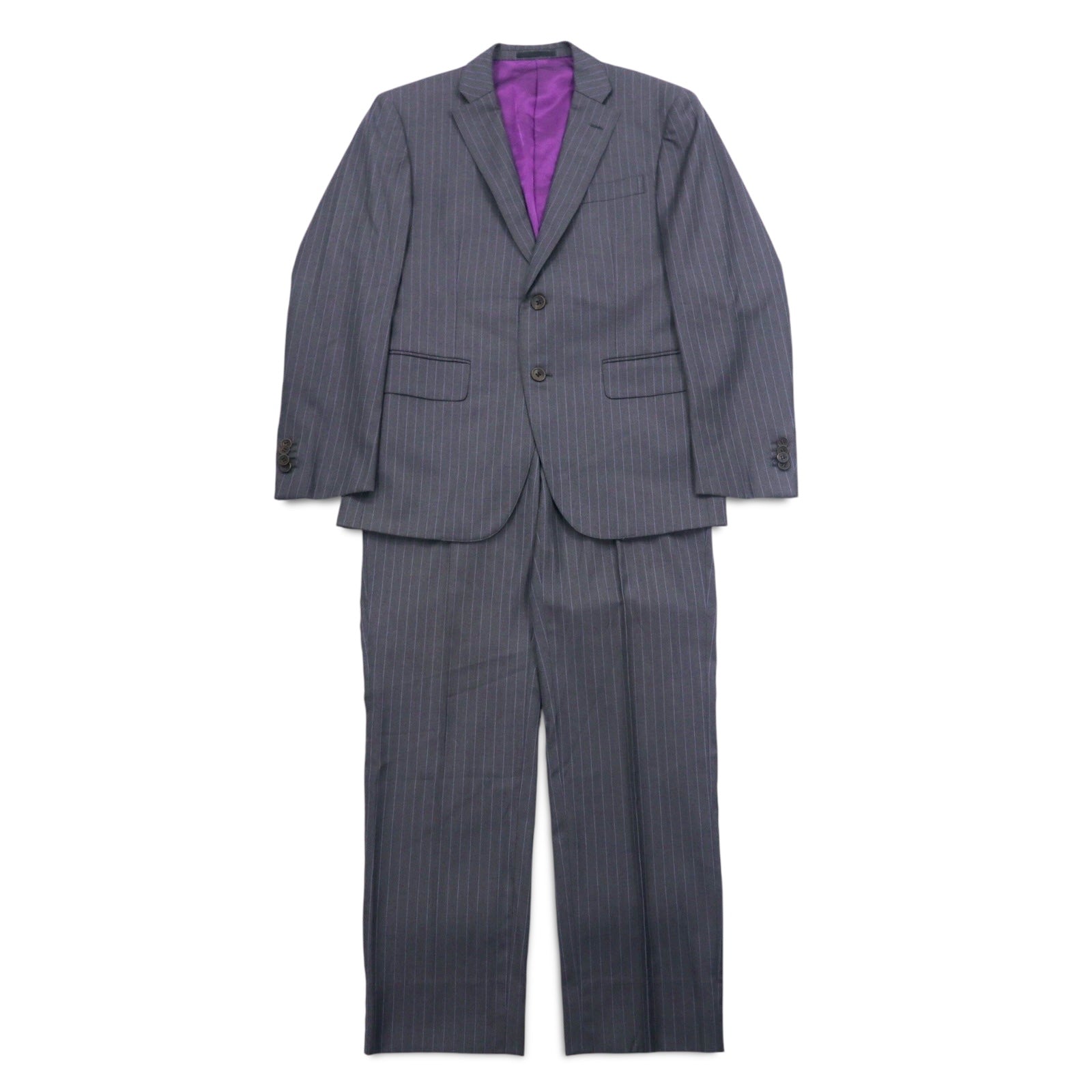 Loro Piana × MENS CLUB HASHIMOTO 2B Suit Set Up L Grey Striped Wool Silk Blend Made in Japan