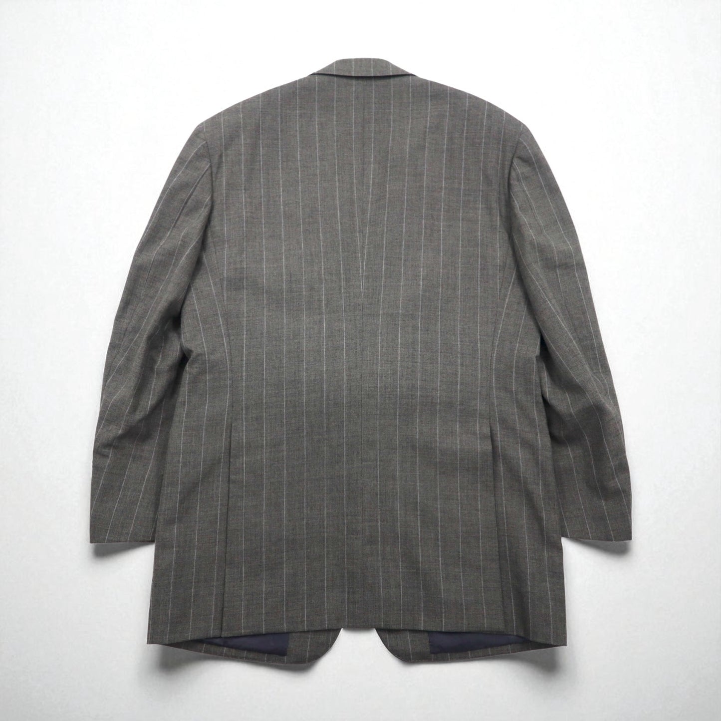 Polo by Ralph Lauren 90s 3-Piece Suit, Size L, Gray Striped Wool, Made in Japan