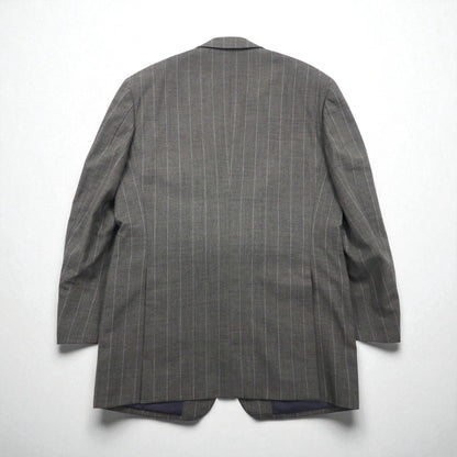 Polo by Ralph Lauren 90s 3-Piece Suit, Size L, Gray Striped Wool, Made in Japan