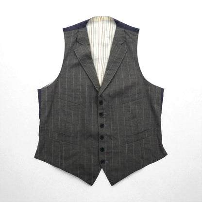 Polo by Ralph Lauren 90s 3-Piece Suit, Size L, Gray Striped Wool, Made in Japan