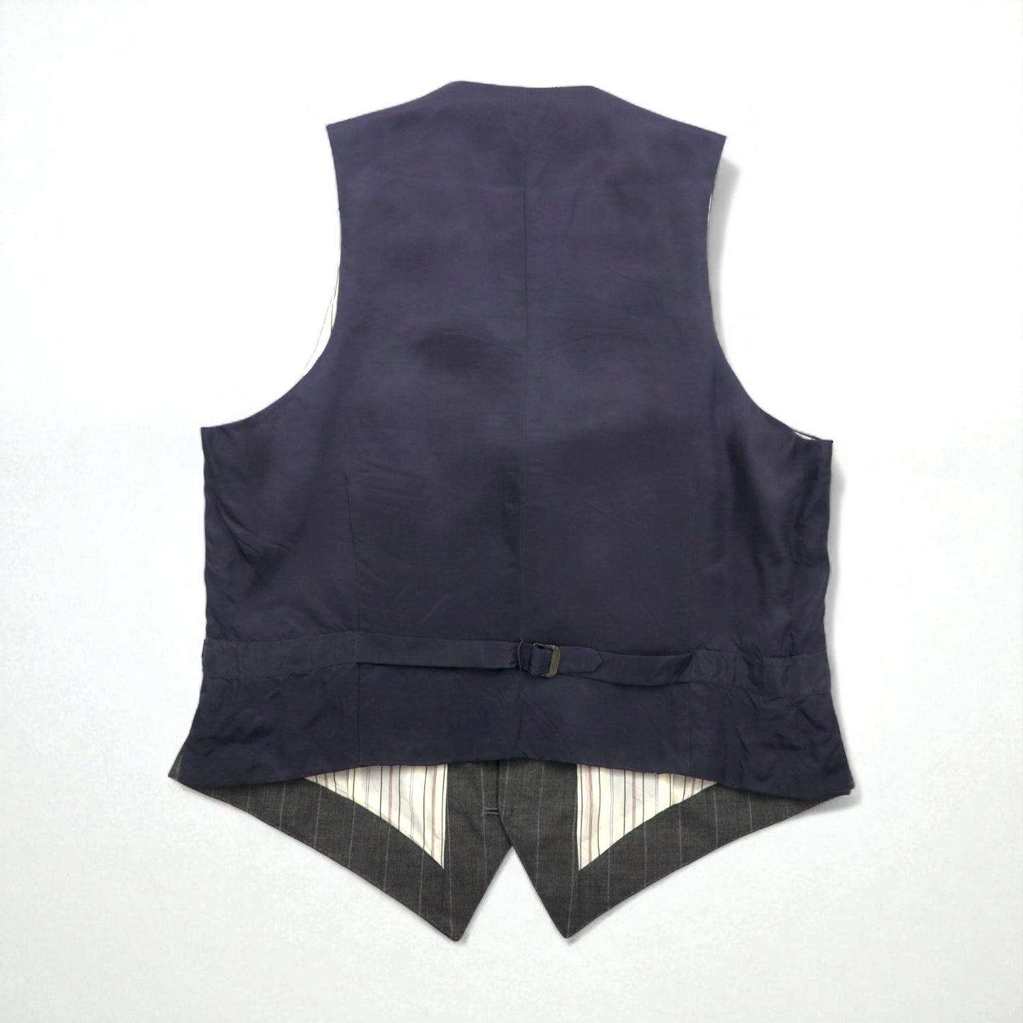 Polo by Ralph Lauren 90s 3-Piece Suit, Size L, Gray Striped Wool, Made in Japan