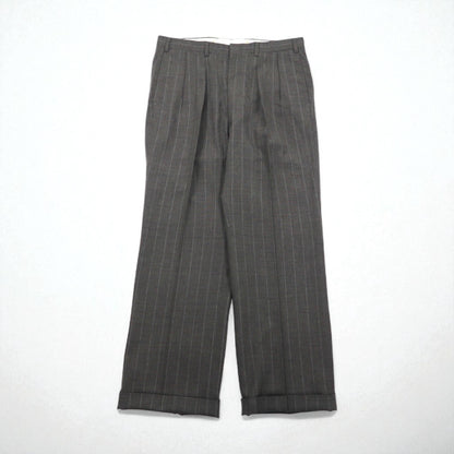 Polo by Ralph Lauren 90s 3-Piece Suit, Size L, Gray Striped Wool, Made in Japan