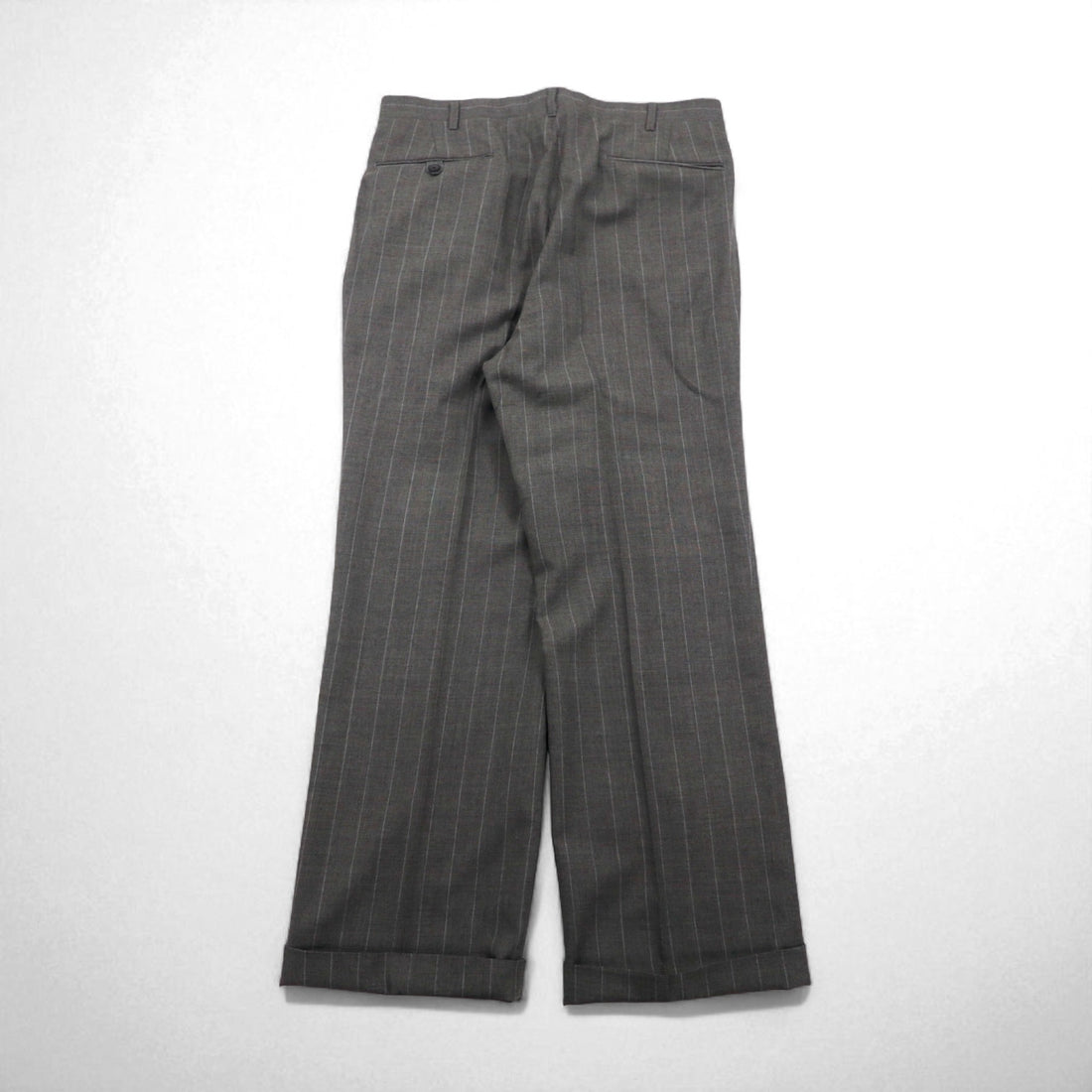 Polo by Ralph Lauren 90s 3-Piece Suit, Size L, Gray Striped Wool, Made in Japan