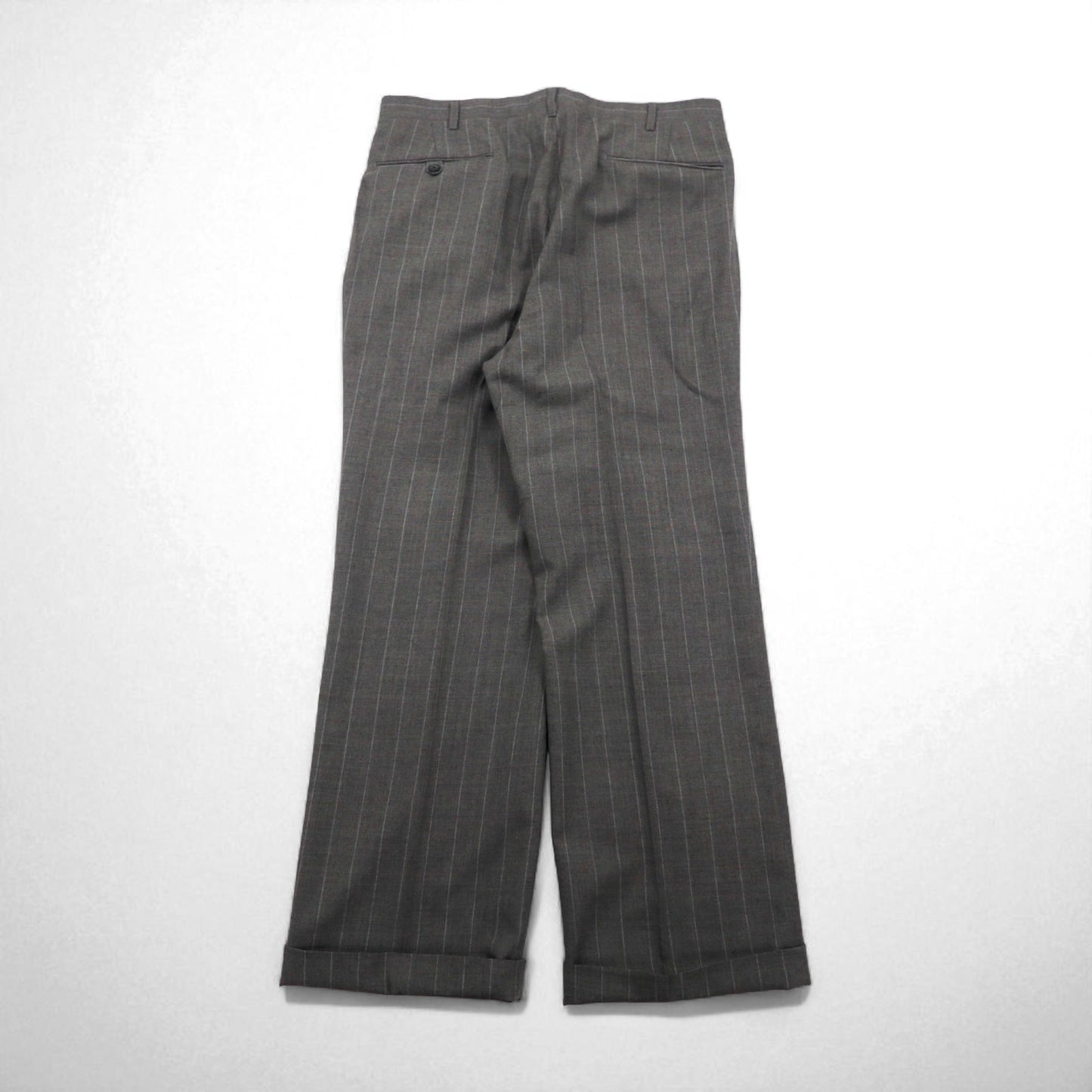 Polo by Ralph Lauren 90s 3-Piece Suit, Size L, Gray Striped Wool, Made in Japan