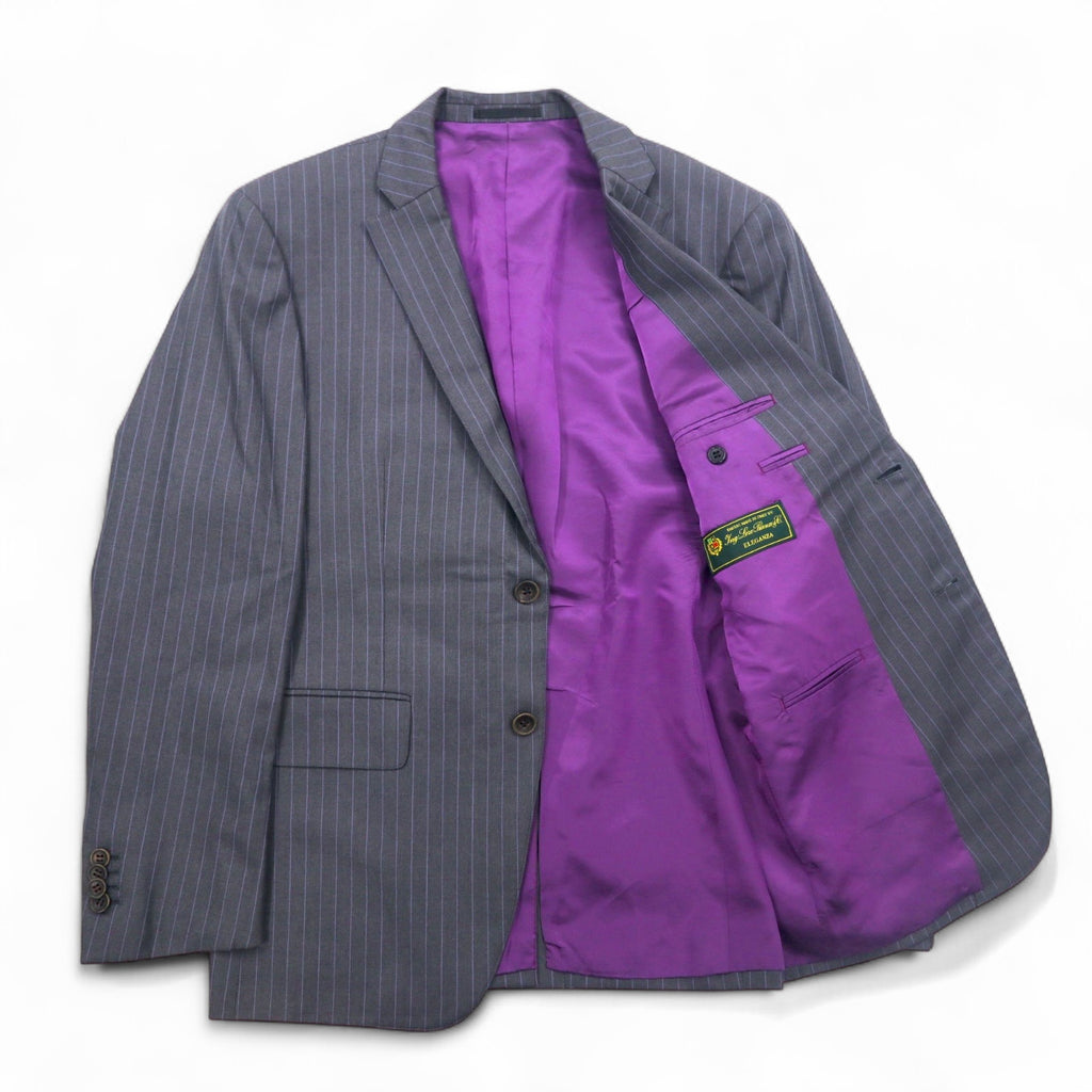 Loro Piana × MENS CLUB HASHIMOTO 2B Suit Set Up L Grey Striped Wool Silk Blend Made in Japan