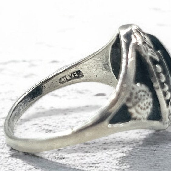 Vintage Silver Onyx Ring ブラックオニキス リング 指輪 14号 シルバー SILVER 925