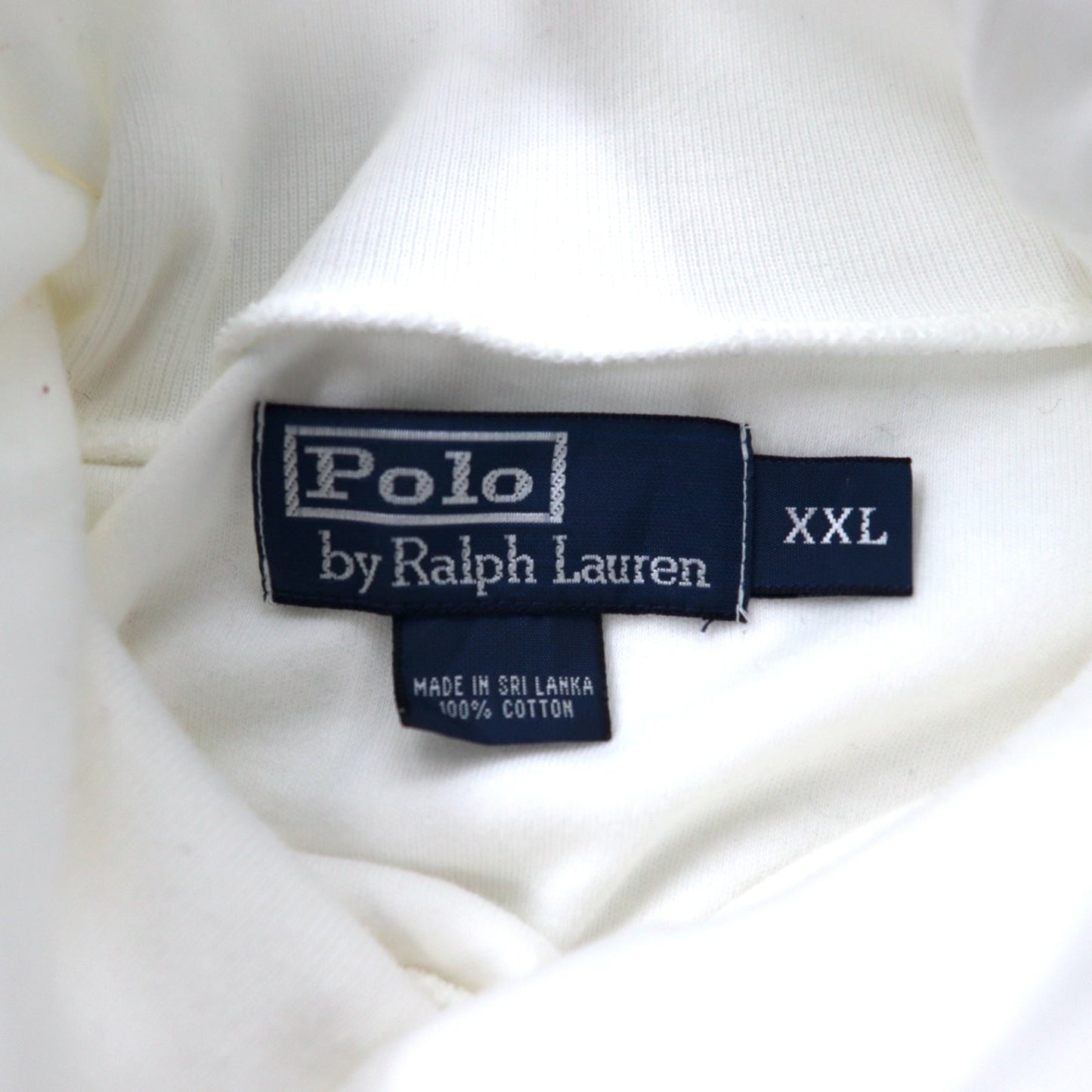 Polo by Ralph Lauren タートルネック ロングスリーブ Tシャツ ロンT XXL ホワイト コットン スモールポニー刺繍 ビッグサイズ