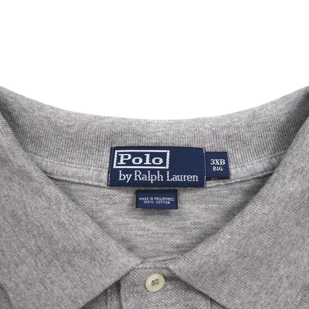 Polo by Ralph Lauren 90s Polo Shirt 3XL BIG Big Size Grey Cotton Pique Small Pony Embroidery Unused