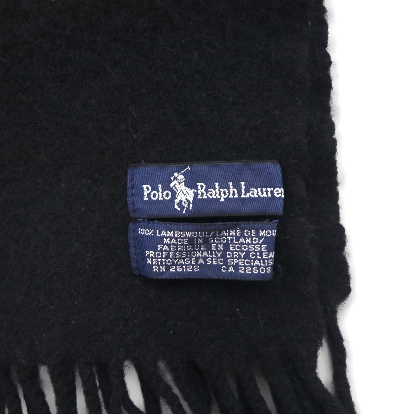 Polo Ralph Lauren 90年代 ラムウール フリンジ マフラー スモールポニー刺繡 スコットランド製