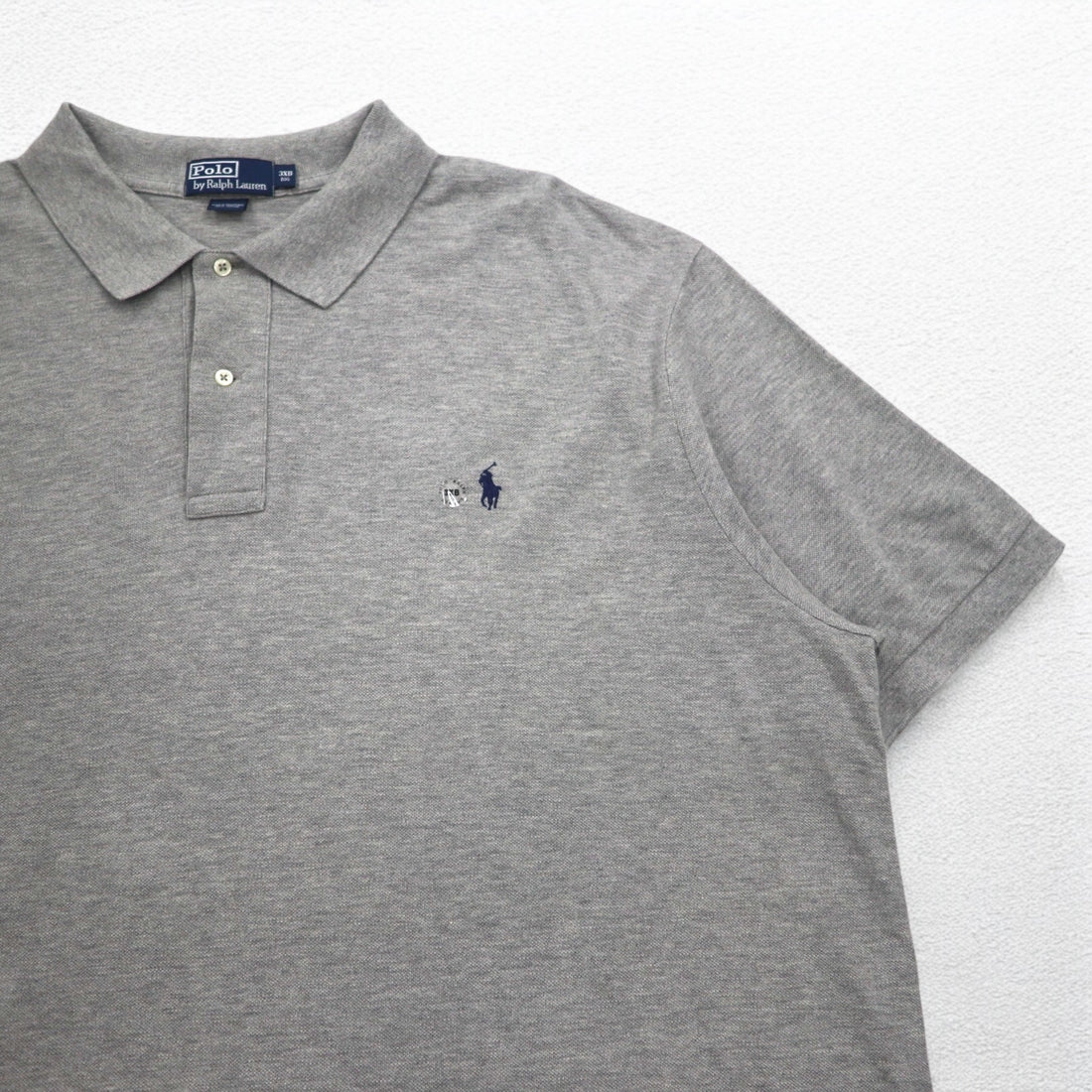 Polo by Ralph Lauren 90s Polo Shirt 3XL BIG Big Size Grey Cotton Pique Small Pony Embroidery Unused