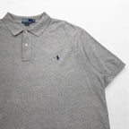 Polo by Ralph Lauren 90s Polo Shirt 3XL BIG Big Size Grey Cotton Pique Small Pony Embroidery Unused