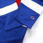 Champion 90s Tricolor Game Shirt, L, Blue, Polyester, Embroidered Logo, Blue Embroidered Tag