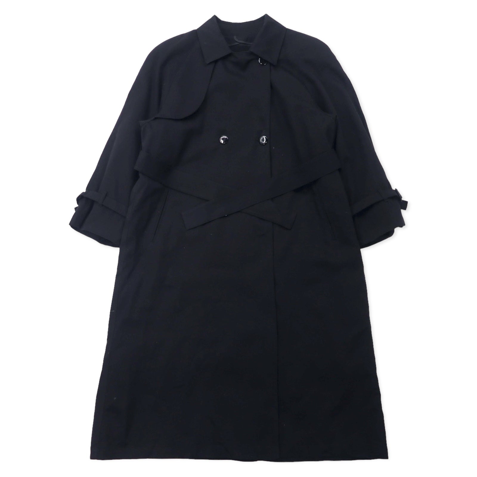 日本然リトテ-古着オンライン-LONDON FOG USA製 80年代 ダブルブレスト トレンチコート 10 ブラック ポリエステル ライナー着脱式-London Fog USA MADE 80's Double Breast COAT 10 Black Polyester Liner Detachable