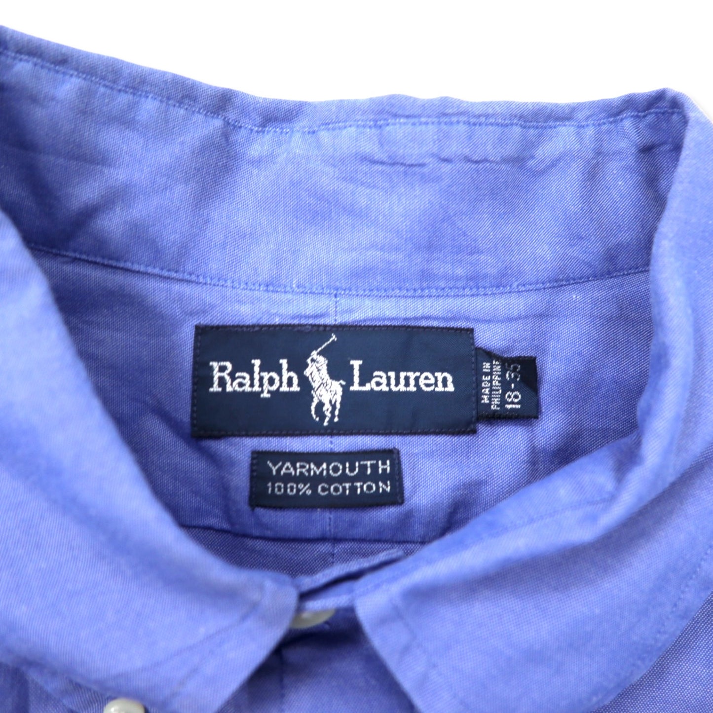 Ralph Lauren 90年代 ボタンダウンシャツ 18-35 ブルー コットン YARMOUTH スモールポニー刺繍 ビッグサイズ