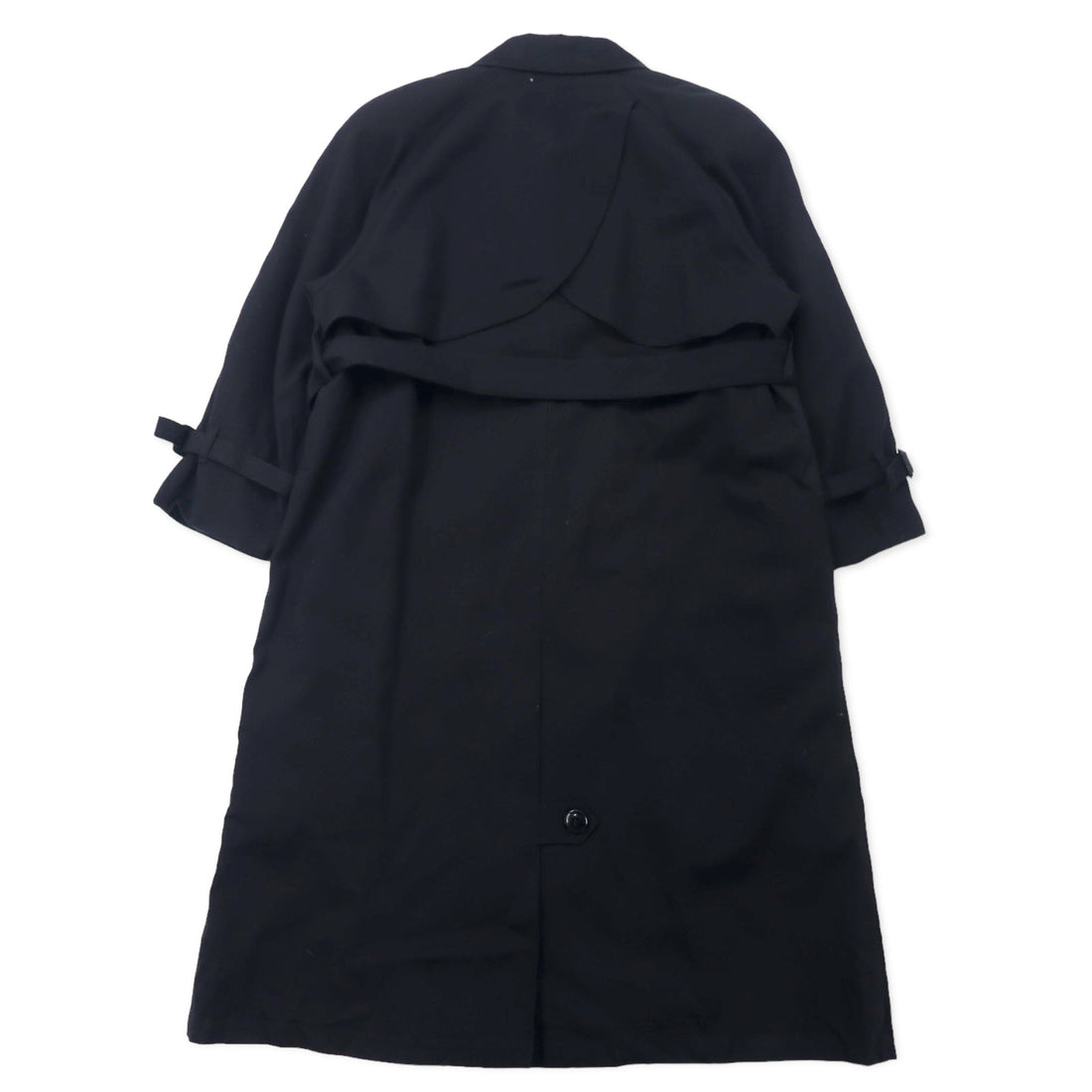 LONDON FOG Made in USA 80's Double Breasted Trench Coat 10 Black Polyester Removable Liner