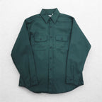 FIVE BROTHER 90s USA made twill work shirt L khaki polyester cotton ACWA UNION MADE