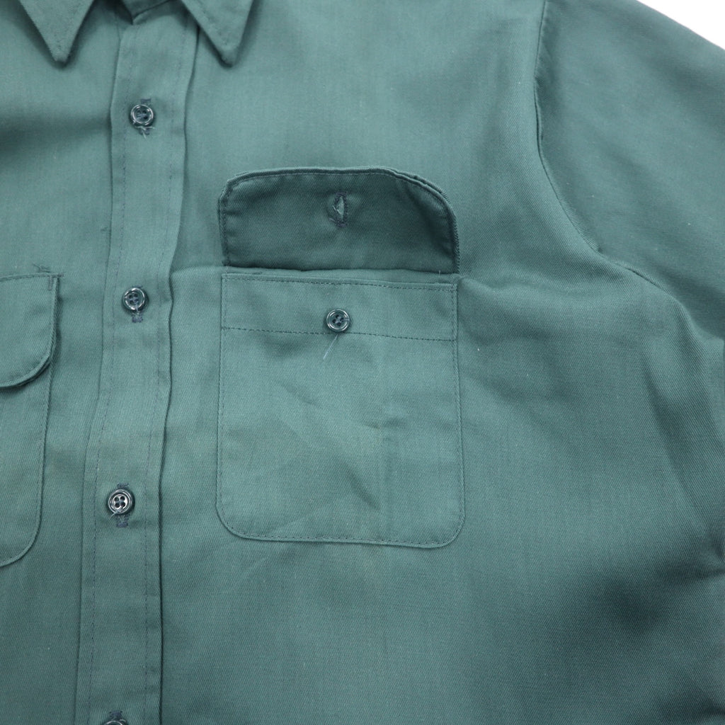 FIVE BROTHER 90s USA made twill work shirt L khaki polyester cotton ACWA UNION MADE