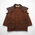 OUTBACK オイルド ハンティングジャケット L ブラウン 襟レザー ケープ付き COUNTRY MAN