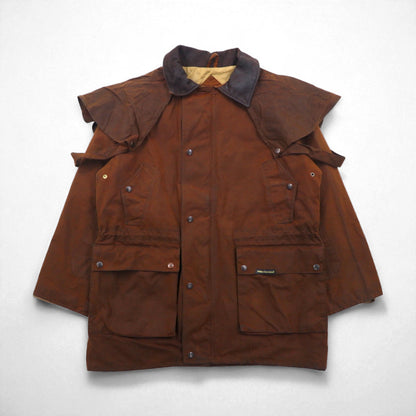 OUTBACK Oiled Hunting Jacket, Size L, Brown, Leather Collar, with Cape, Country Man