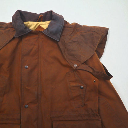OUTBACK Oiled Hunting Jacket, Size L, Brown, Leather Collar, with Cape, Country Man