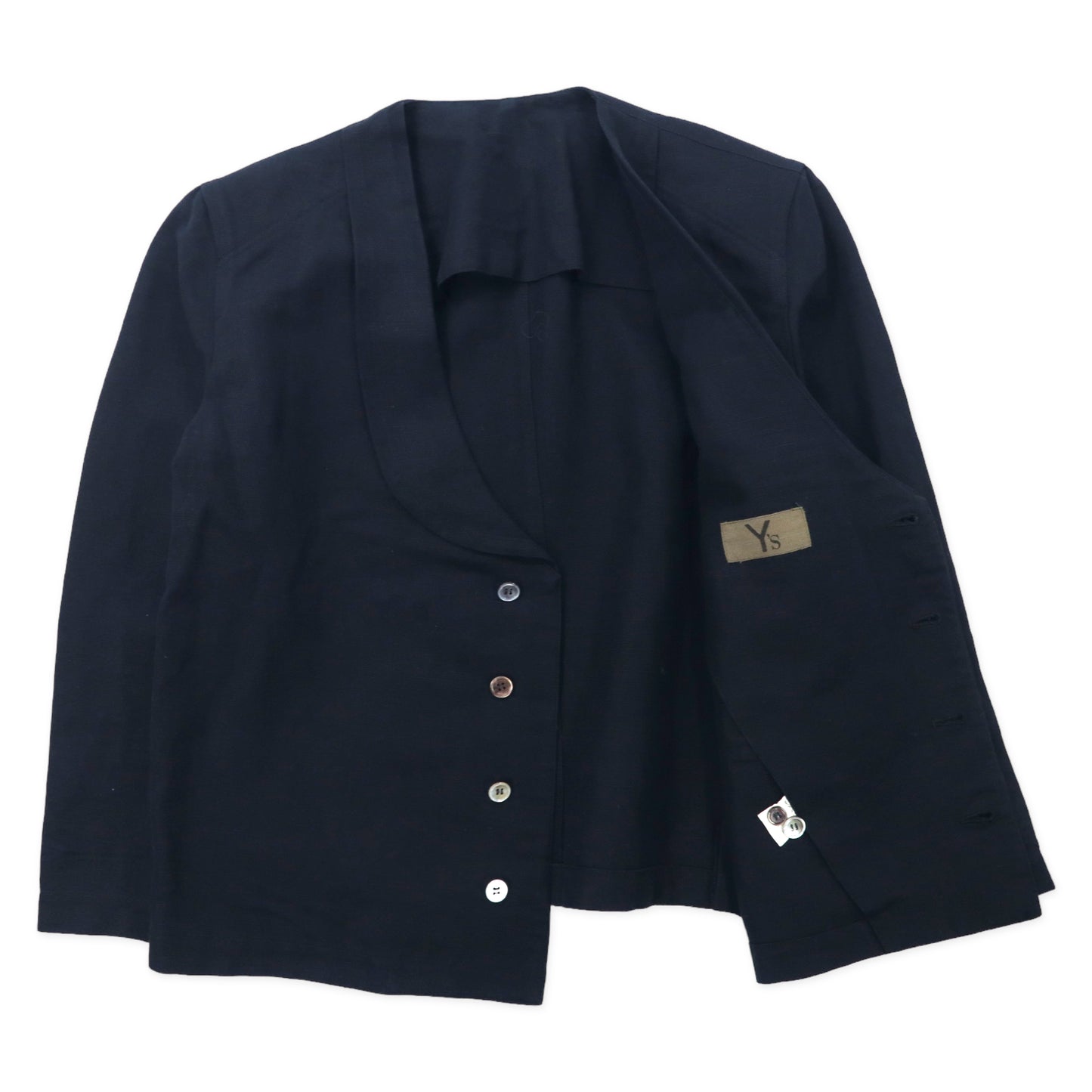 Y’s ( Yohji Yamamoto ) 80年代 初期タグ ボックスシルエット デザインジャケット ブラック コットン リネン 日本製
