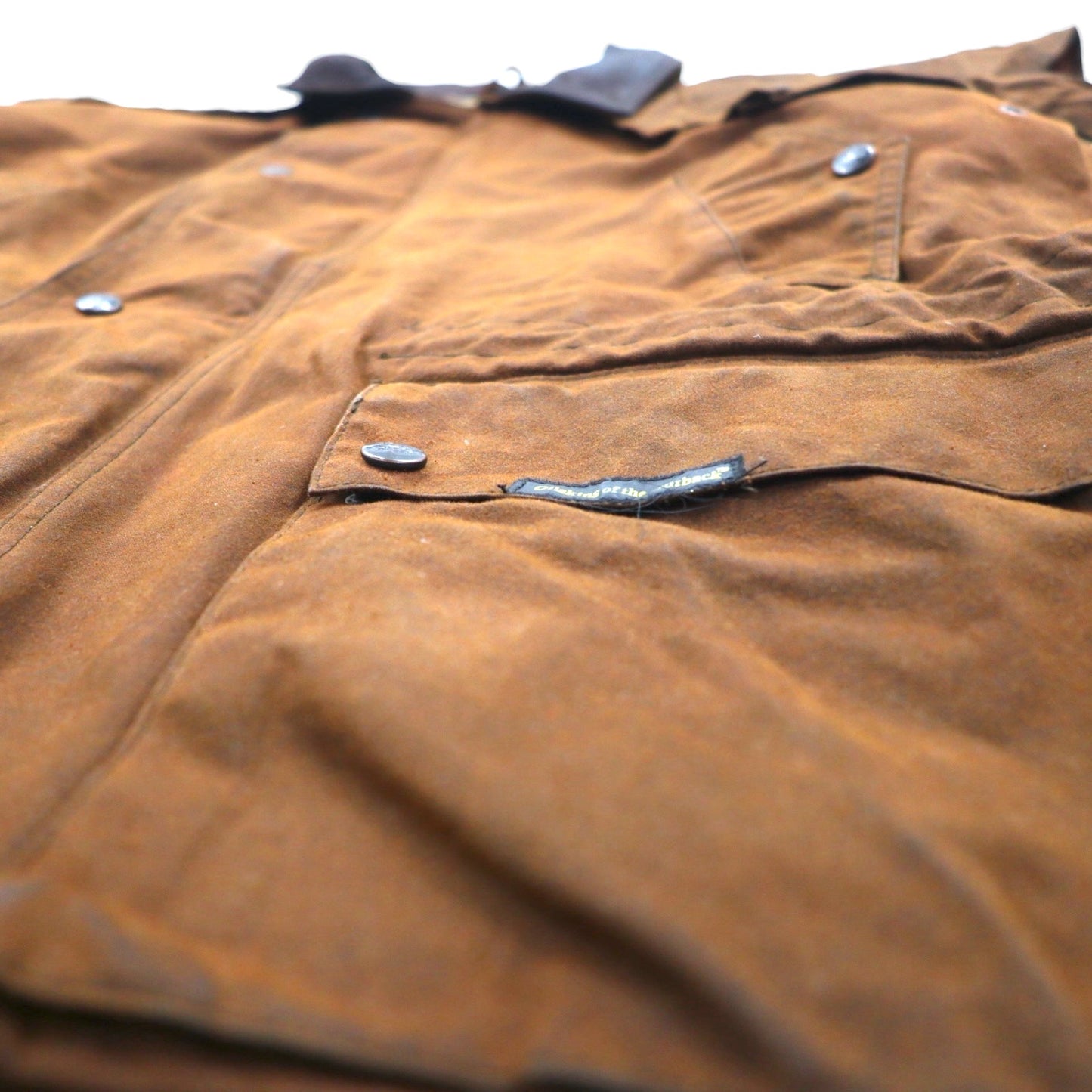 OUTBACK Oiled Hunting Jacket, Size L, Brown, Leather Collar, with Cape, Country Man