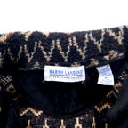 90s MARSH LANDING Boa Fleece Jacket M Brown All-over Nordic Pattern Acrylic Drawstring