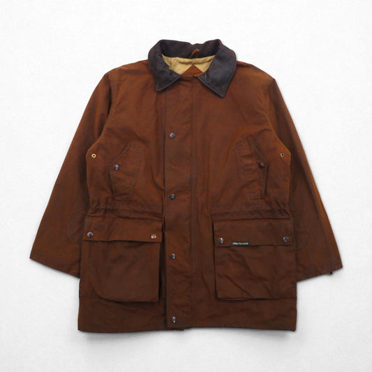 OUTBACK オイルド ハンティングジャケット L ブラウン 襟レザー ケープ付き COUNTRY MAN