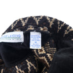 90s MARSH LANDING Boa Fleece Jacket M Brown All-over Nordic Pattern Acrylic Drawstring