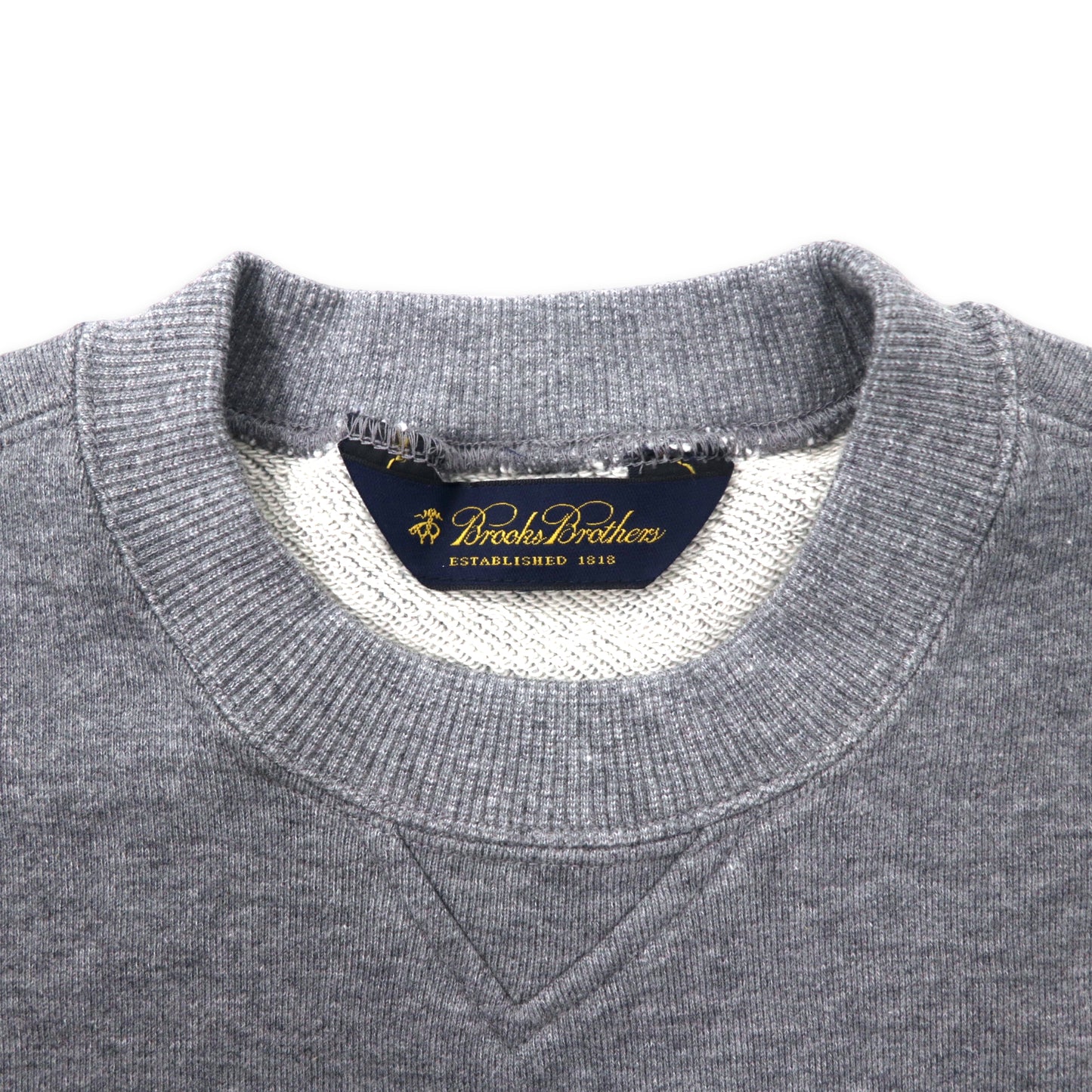 Brooks Brothers クルーネック スウェット L グレー コットン 前V ワンポイントロゴ刺繍 日本製