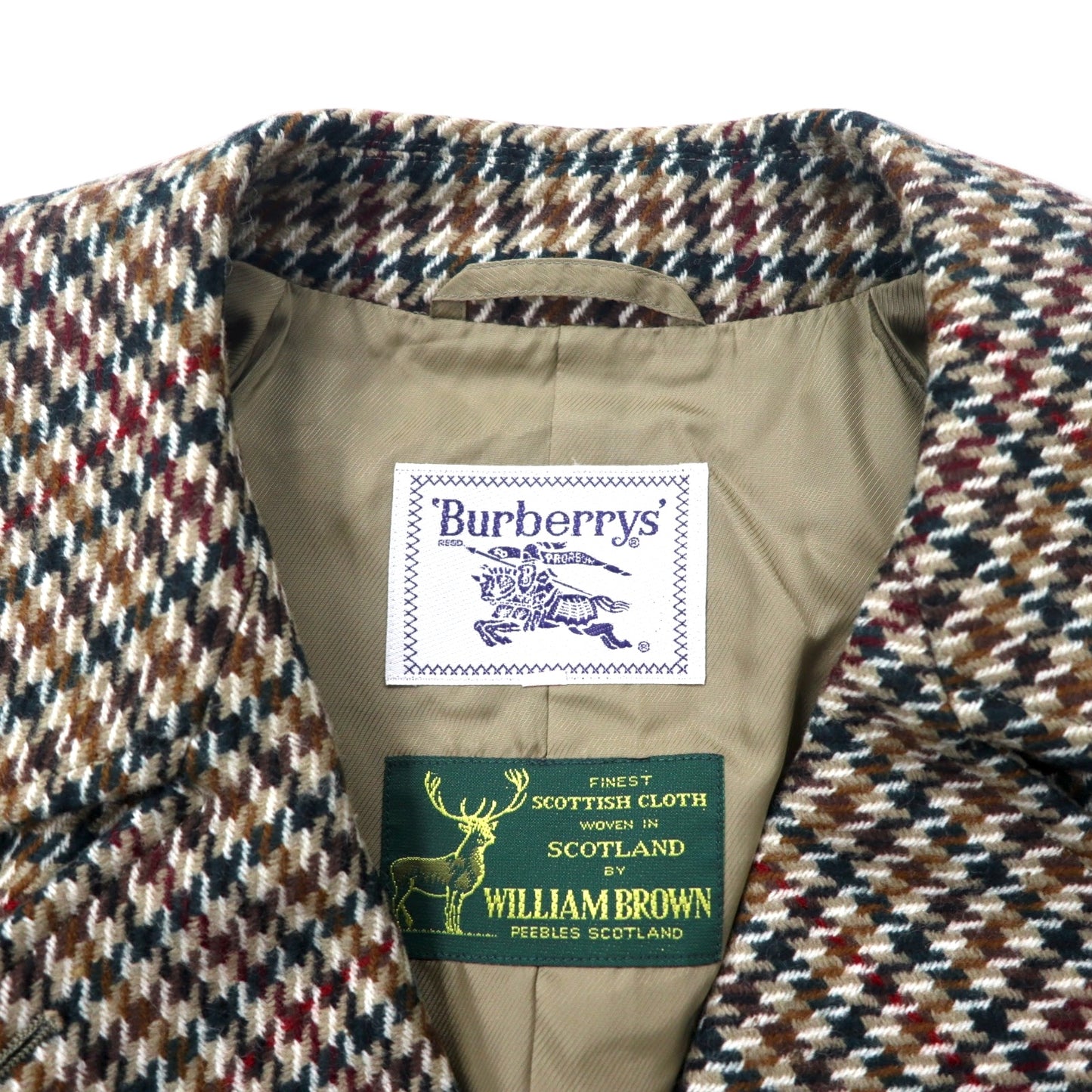 Burberrys × WILLIAM BROWN オールド ダブル ツイードジャケット 11AR ブラウン ガンクラブチェック ウール